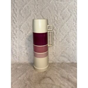 Vintage Thermos Cream and Mauve Travel Canister 10oz Gradient Cup‎ Retro